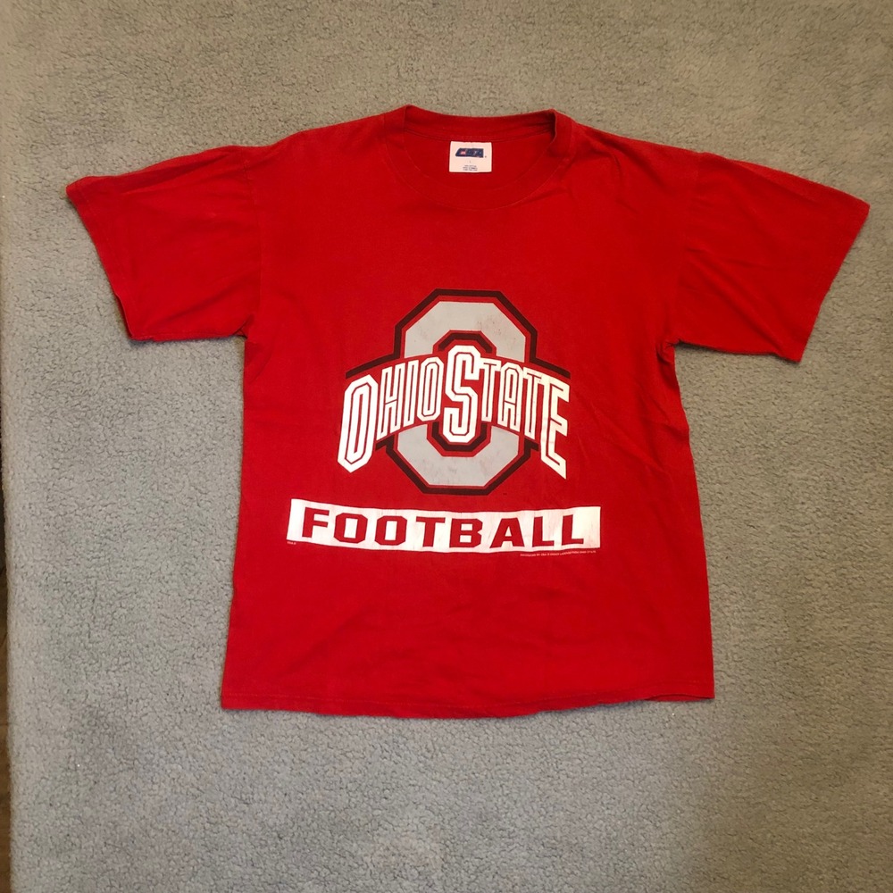 VTG Ohio State Football T Shirt Red Large CSA Buckeyes NCAA Sports Merch